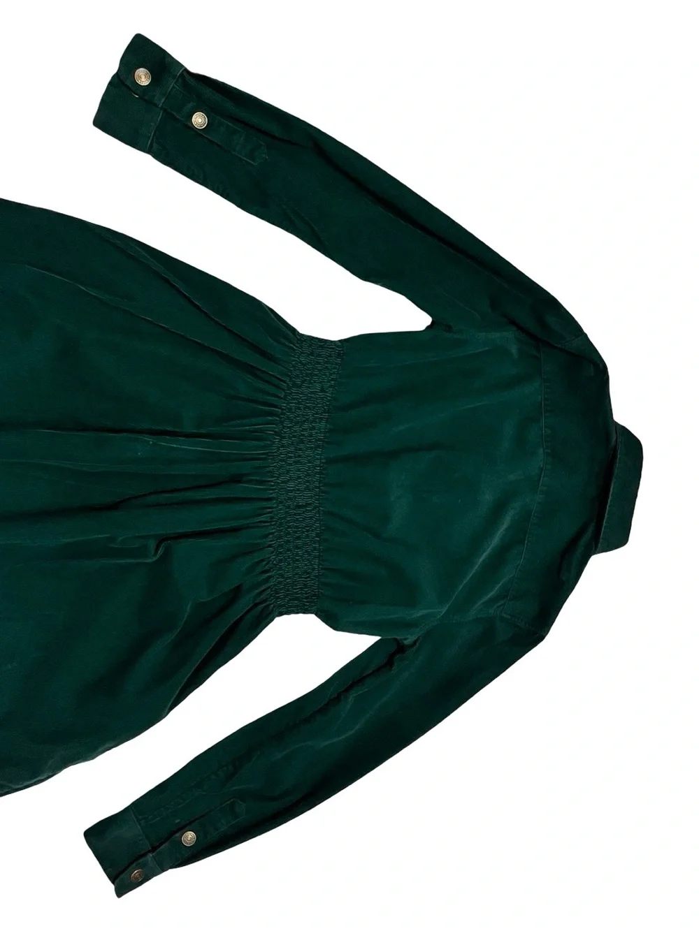 Polo Ralph Lauren Green Corduroy Long Sleeve Cinched Dress Sz 10 Country Western